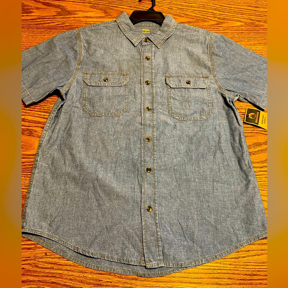 New men’s Brahma work shirt relaxed fit button up casual with front pockets